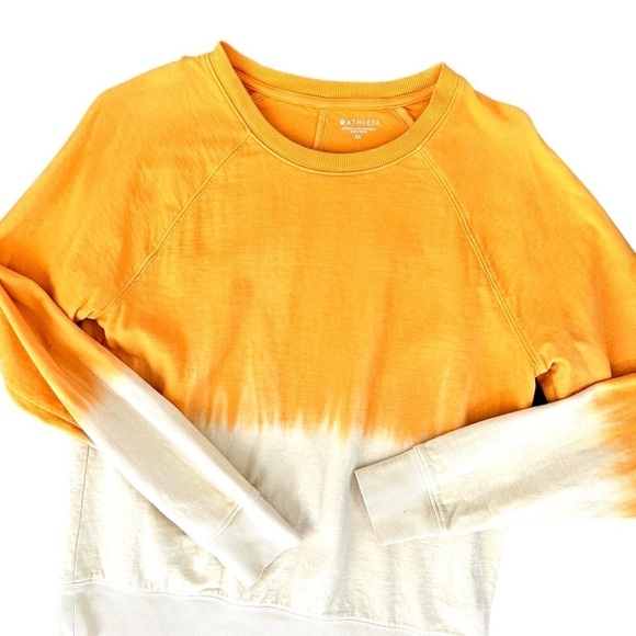Athleta Orange Tie Dye Ombré Pullover Crewneck Sweatshirt Size Extra Small - Picture 2 of 16